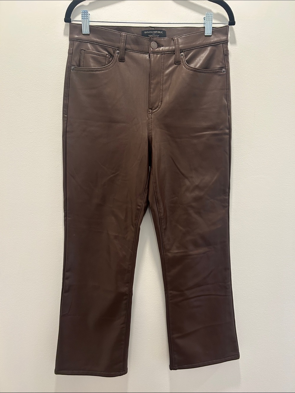Banana Republic Brown Faux Leather Cropped Boot Cut Pants